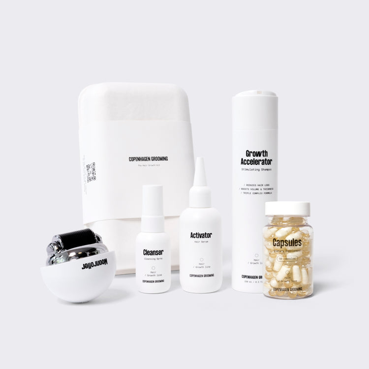 Hair Growth Kit + Growth Accelerator + Hair Capsules Hair Growth Copenhagen Grooming Denmark 50 Dages Forsyning